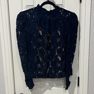 Elegant Navy Lace Women's Top